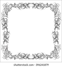 decorative elements in vintage style for decoration layout, framing, for advertising, vector illustration hands