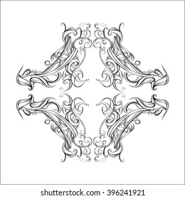 decorative elements in vintage style for decoration layout, framing, for advertising, vector illustration hands