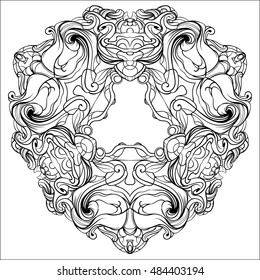 decorative elements in vintage style for decoration layout, framing, for text for advertising, vector illustration hands