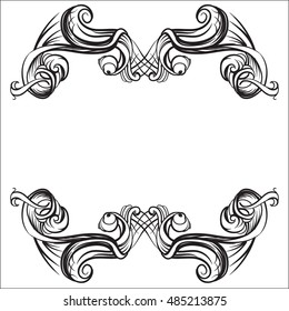 decorative elements in vintage style for decoration layout, framing, for text for advertising, vector illustration hands