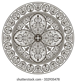 Decorative elements.Orient traditional ornament. Mandala. Oriental and ethnic art theme. 