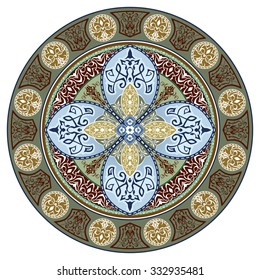 Decorative elements.Orient traditional ornament. Mandala. Oriental and ethnic art theme. 