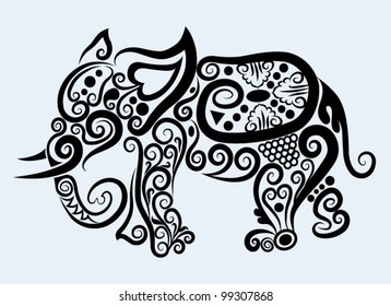 Decorative elephant, decorative mammal animal and floral ornament decoration