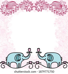 elefantes decorativos con flores. Ilustración del vector