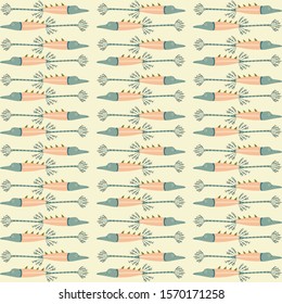 Decorative elongated fish repeat pattern design.