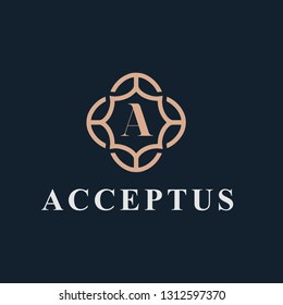 decorative emblem letter A logo template for jewelry, spa, hotel, yoga - vector illustration