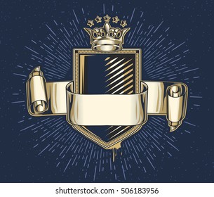 Decorative emblem with scroll