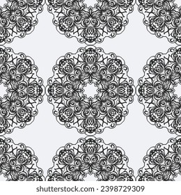 decoración decorativa de punto de bordado. Fondo clásico vintage. Ornamento beige y blanco orientable para tela, papel pintado y embalaje.