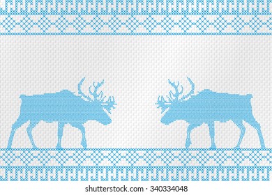 Decorative embroidery on the fabric. Reindeer. Vector illustration.