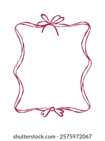 Decorative empty frame design featuring ribbon details suitable for invitations or creative projects