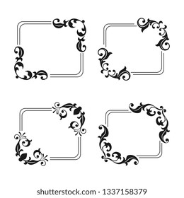 Decorative empty frame set vintage style. Template for wedding, greeting, invitation, romantic card. Creative vintage frame for advertising, scrapbook, announcement 