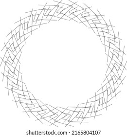 Decorative empty round frame with lines pattern. Patterned abstraction of vector design elements. Vector, illustration
