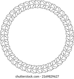 Decorative empty round frame with lines pattern. Patterned abstraction of vector design elements.