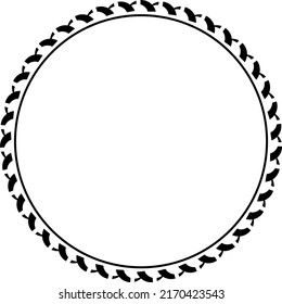 Decorative empty round frame with lines pattern. Patterned abstraction of vector design elements.