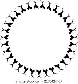 Decorative empty round frame with lines pattern. Patterned abstraction of vector design elements.