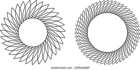 
Decorative empty round frame with lines pattern. Patterned abstraction of vector design elements. Vector, illustration