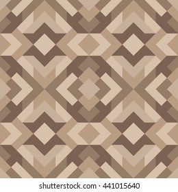 Decorative endless abstract texture of triangles for design, pack paper and web. Vector seamless geometrical pattern in brown color