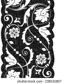 Decorative endless border with floral elements