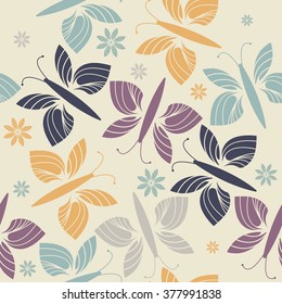 Decorative endless pattern with trendy flowers and butterflies can be used for design fabric, tile, linen, kids clothes and more creative ideas.