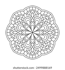 Decorative enigmatic mandala coloring book page. Easy Mandala Coloring Book Pages for Adults to Relax, Experiences Give Relief. Resizeable Vector File