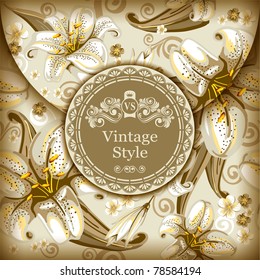 Decorative envelope with floral ornaments and vintage label