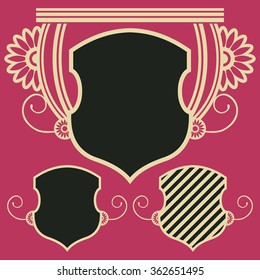 decorative escutcheon, vector design element, stylized coat of arms, heraldic symbols
