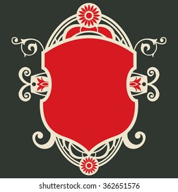 decorative escutcheon, vector design element, stylized coat of arms, heraldic symbols