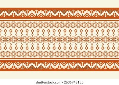 Decorative Ethnic Border with Geometric Ornament, pixel pattern