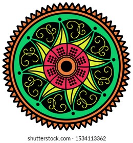 Decorative ethnic color ornament isolated on white. Good decoration for the holidays. Perfect for printing, greeting card.