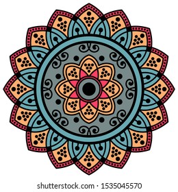 Decorative ethnic color ornament isolated on white. Good decoration for the holidays. Perfect for printing, greeting card.