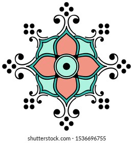 Decorative ethnic color ornament isolated on white. Good decoration for the holidays. Perfect for printing, greeting card.