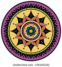 Decorative ethnic color ornament isolated on white. Good decoration for the holidays. Perfect for printing, greeting card.