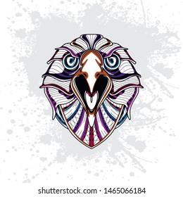 decorative ethnic eagle head pattern art