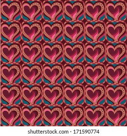 decorative ethnic love heart pattern. vector seamless