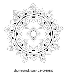 Decorative ethnic mandala pattern. Anti-stress coloring book page for adults. Unusual flower shape. Oriental vector, Anti-stress therapy patterns. Weave design elements