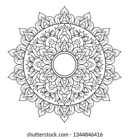 Decorative ethnic mandala pattern. Anti-stress coloring book page for adults. Unusual flower shape. Oriental vector, Anti-stress therapy patterns. Weave design elements