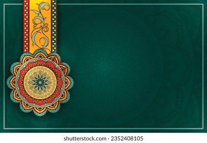 Decorative Ethnic Mandala Pattern with Green Background