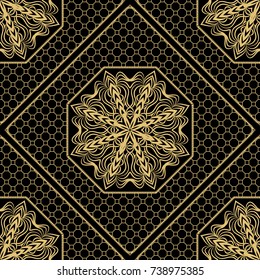 decorative ethnic ornament. Seamless vector illustration. Floral mandala style. For interior design, fabric print, page fill, wallpaper, textile