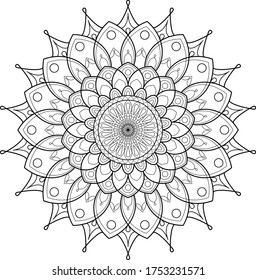 Decorative ethnic round mandala pattern. Anti-stress coloring book page for kids and adults. Decorative round ornaments. Oriental vector, Anti-stress therapy patterns. Weave design elements. Yoga logo