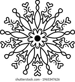 Decorative ethnic round mandala pattern. Anti-stress coloring book page for kids and adults. Vector illustration.