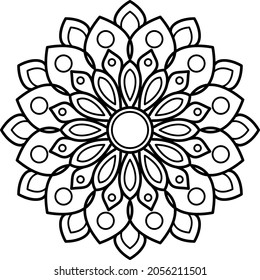 Decorative ethnic round mandala pattern. Anti-stress coloring book page for kids and adults. Decorative round ornaments. Oriental vector, Anti-stress therapy patterns. Weave design elements. Yoga logo