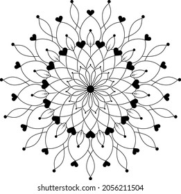 Patrón decorativo de mandala redonda étnica. Página de libro de colorear antiestrés para niños y adultos. Ilustración más rápida.