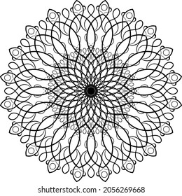 Decorative ethnic round mandala pattern. Anti-stress coloring book page for kids and adults. Decorative round ornaments. Oriental vector, Anti-stress therapy patterns. Weave design elements. Yoga logo
