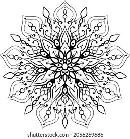 Patrón decorativo de mandala redonda étnica. Página de libro de colorear antiestrés para niños y adultos. Ilustración más rápida.