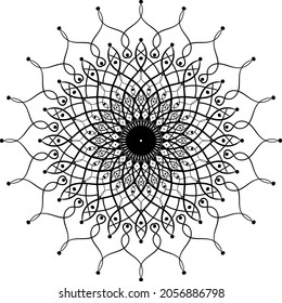 Patrón decorativo de mandala redonda étnica. Página de libro de colorear antiestrés para niños y adultos. Ornamentos redondos decorativos. Vector oriental, patrones de terapia antiestrés. Tejer elementos de diseño. Logo de Yoga