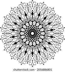 Decorative ethnic round mandala pattern. Anti-stress coloring book page for kids and adults. Decorative round ornaments. Oriental vector, Anti-stress therapy patterns. Weave design elements. Yoga logo