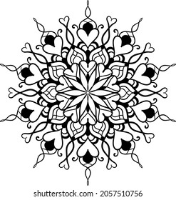 Decorative ethnic round mandala pattern. Anti-stress coloring book page for kids and adults. Decorative round ornaments. Oriental vector, Anti-stress therapy patterns. Weave design elements. Yoga logo
