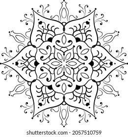 Decorative ethnic round mandala pattern. Anti-stress coloring book page for kids and adults. Decorative round ornaments. Oriental vector, Anti-stress therapy patterns. Weave design elements. Yoga logo