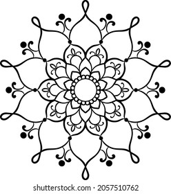 Decorative ethnic round mandala pattern. Anti-stress coloring book page for kids and adults. Decorative round ornaments. Oriental vector, Anti-stress therapy patterns. Weave design elements. Yoga logo