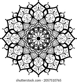 Patrón decorativo de mandala redonda étnica. Página de libro de colorear antiestrés para niños y adultos. Ornamentos redondos decorativos. Vector oriental, patrones de terapia antiestrés. Tejer elementos de diseño. Logo de Yoga